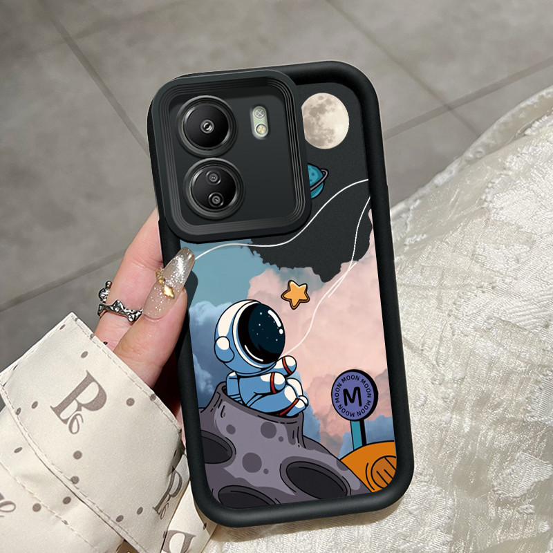เคสสำหรับ Xiaomi Redmi 13C POCO C65 เคสโทรศัพท์นักบินอวกาศการ์ตูนพร้อมฝาครอบป้องกันดูดซับแรงกระแทกซิลิโคนอ่อนนุ่ม