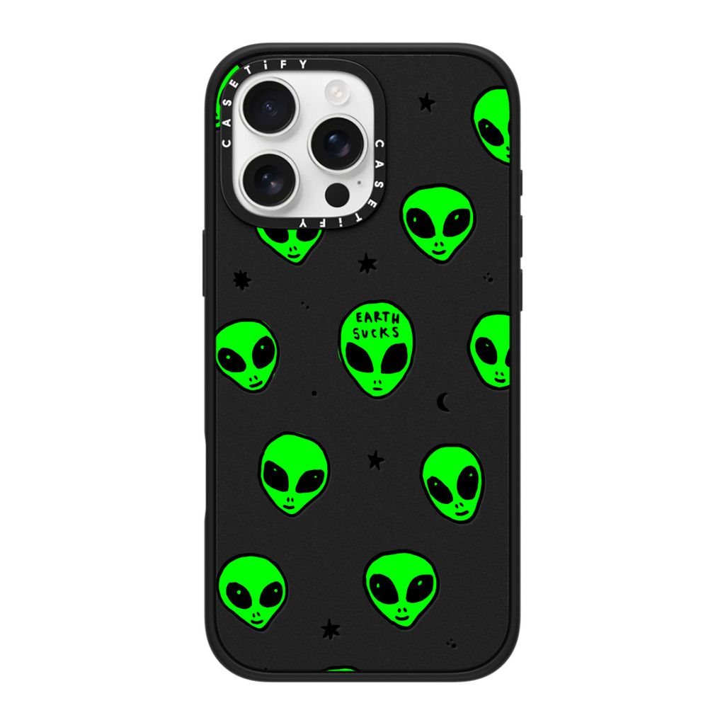 [พร้อมส่ง] CASETiFY | Cute Green UFO Space Alien Drawing Pattern