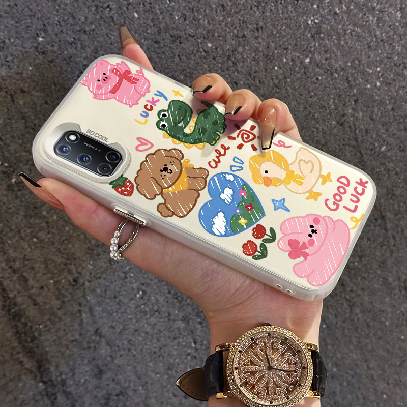 เคสสำหรับ OPPO A52 A72 A92 A54 A55 เคสดีไซน์สัตว์น่ารักฝ้าโปร่งใสเคสโทรศัพท์