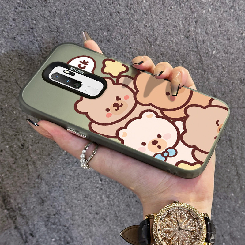 เคสสำหรับ OPPO A5 2020 A9 2020 A11 เคสโทรศัพท์หมีน้อยน่ารักเปลือกแข็งป้องกันการตกที่ซิลิโคนใส