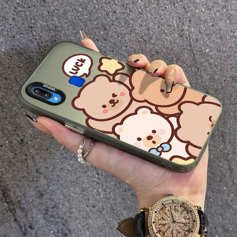 เคสสำหรับ VIVO Y91 Y91i Y93 Y95 Y91s Y90 Y1s เคสโทรศัพท์หมีน้อยน่ารักเปลือกแข็งป้องกันการตกที่ซิลิโคนใส