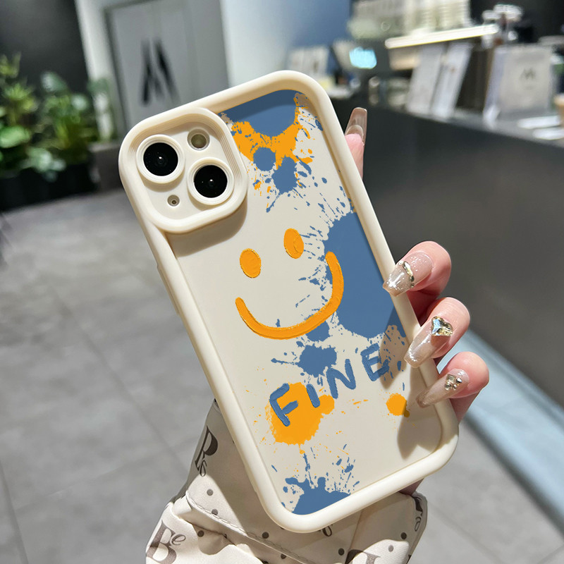 เคสสำหรับ iPhone 6 Plus 6s Plus 7 Plus 8 Plus SE 2020 เคสซิลิโคนกันตกลายกราฟฟิตีหน้ายิ้มเคสโทรศัพท์มือถือกรอบนิ่ม - รูปที่ 2