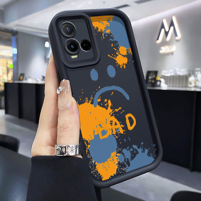 เคสสำหรับ VIVO Y21 Y21s Y21T Y21E Y21A Y21G Y33T Y33s เคสซิลิโคนกันตกลายกราฟฟิตีหน้ายิ้มเคสโทรศัพท์มือถือกรอบนิ่ม