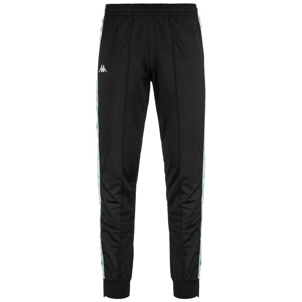 กางเกงวอร์ม Kappa 222 BANDA RASTORIAI SLIM Black-White-Green Dusty