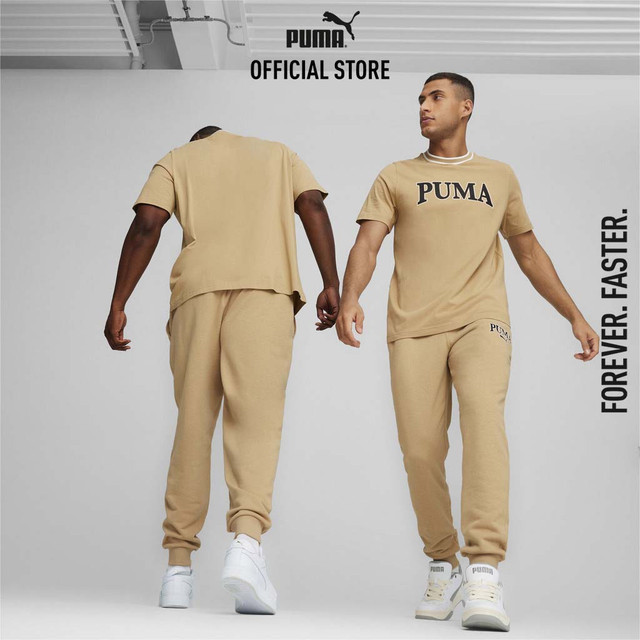 PUMA BASICS - เสื้อยืดผู้ชายลายกราฟิก PUMA SQUAD สีเบจ - 67896783
