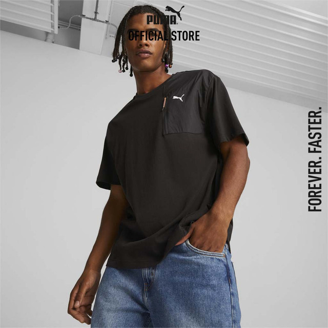 PUMA BASICS - เสื้อยืดผู้ชาย OPEN ROAD สีดำ - 67589501