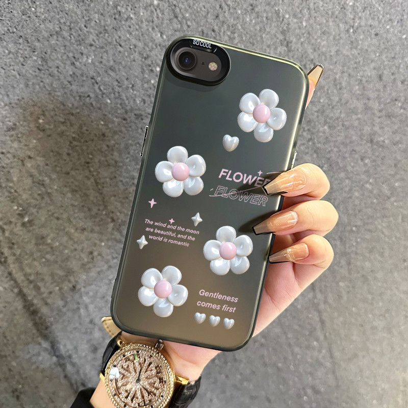เคสสำหรับ iPhone 6 Plus 6s Plus 7 Plus 8 Plus SE 2020 X Xr Xs Max เคสโทรศัพท์โปร่งใสพร้อมเคสป้องกันซิลิโคนลายดอกไม้