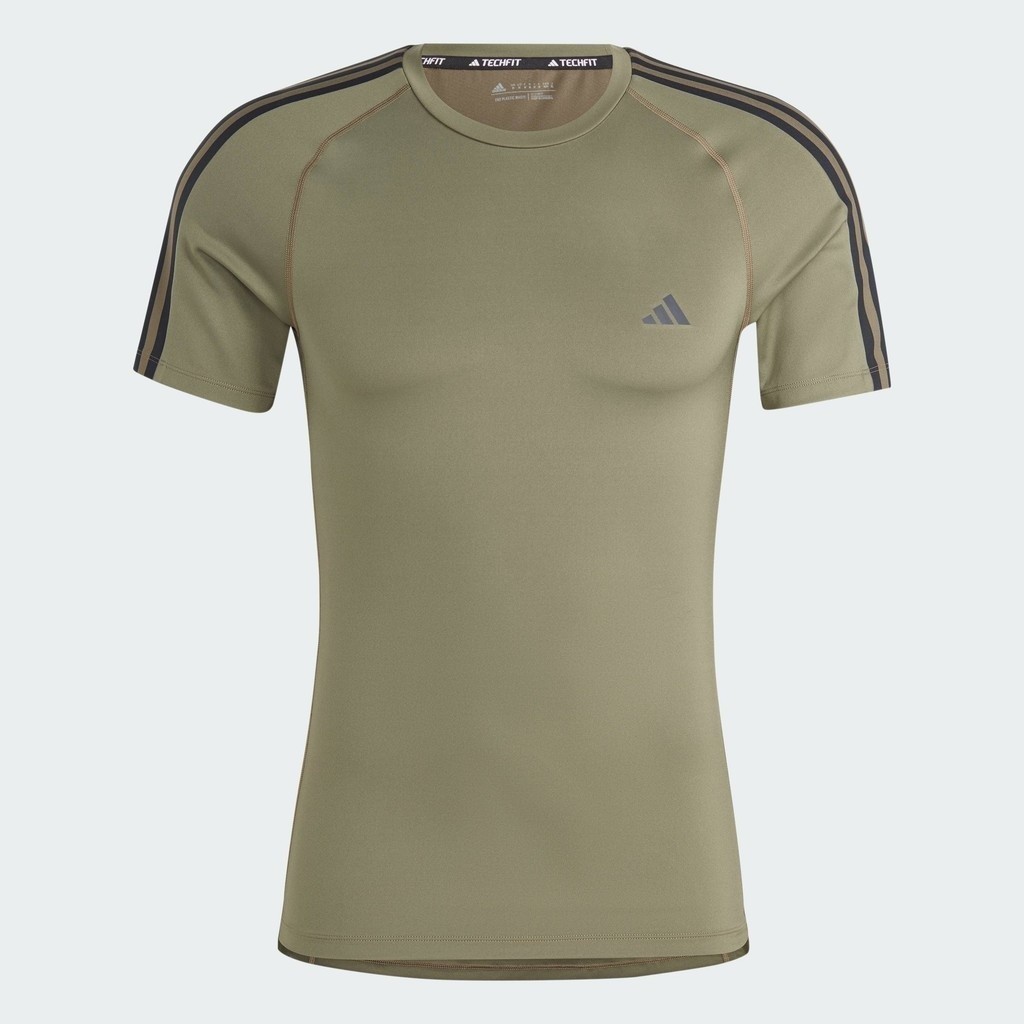 adidas Training Techfit 3-Stripes Training Tee Men Green IM3410