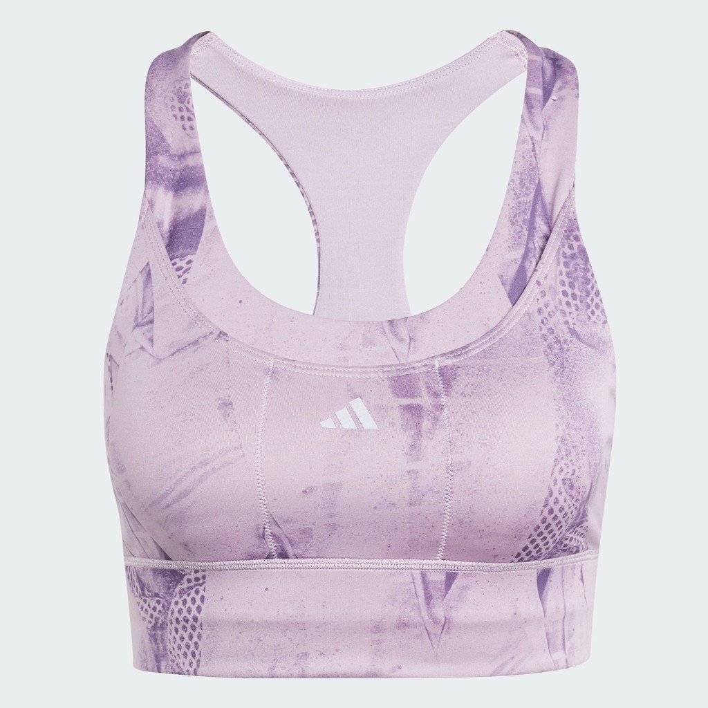 adidas เทรนนิง บรา AOP ซัพพอร์ตปานกลางสำหรับวิ่งพร้อมกระเป๋า ผู้หญิง สีม่วง IQ3380