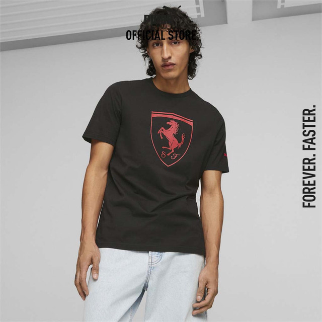 PUMA AUTO - เสื้อยืดผู้ชาย Scuderia Ferrari Race Big Shield Motorsport สีดำ - 62095101
