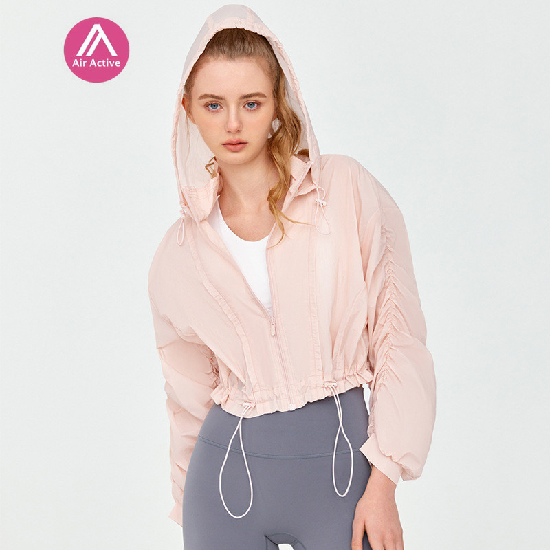 Casual Breathable Sun Protection Jacket Drawstring Hooded Sports Jacket