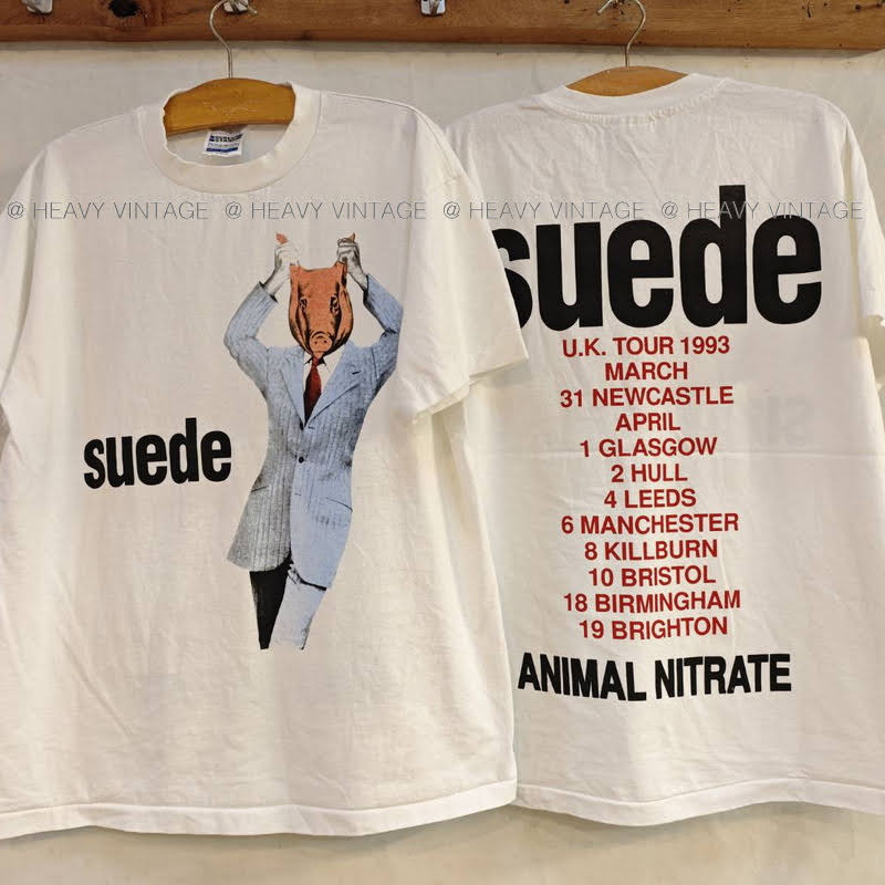 SUEDE U.K. TOUR 1993 ANIMAL NITRATE เสื้อวินเทจ เสื้อทัวร์ วงร๊อค heavy vintage shirt