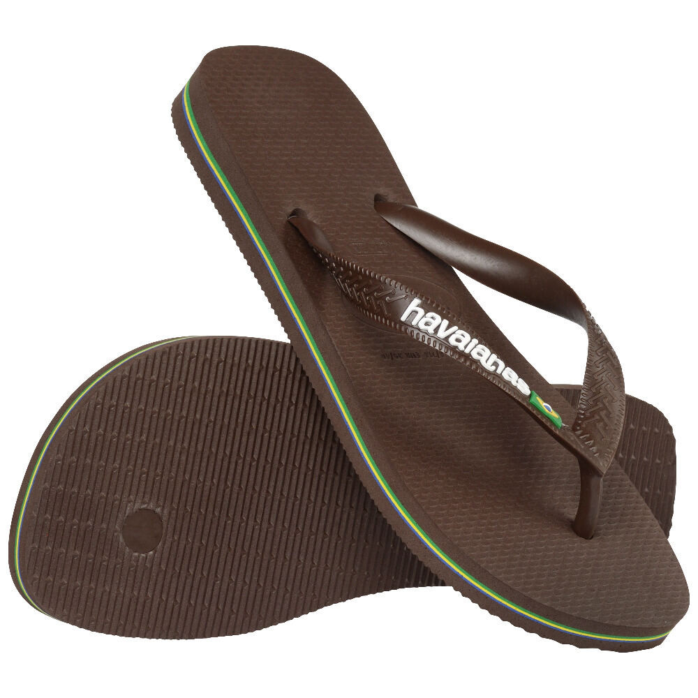 HAVAIANAS รองเท้าแตะ Brasil Logo Flip Flops DARK BROWN 41108502673U_H4WTBR