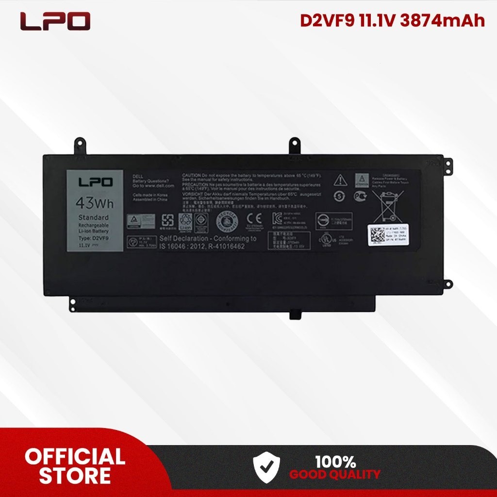 LPO แบตเตอรี่แล็ปท็อป D2VF9เข้ากันได้กับ DE 15 7547 7548 5459D PXR51 0YGR2V