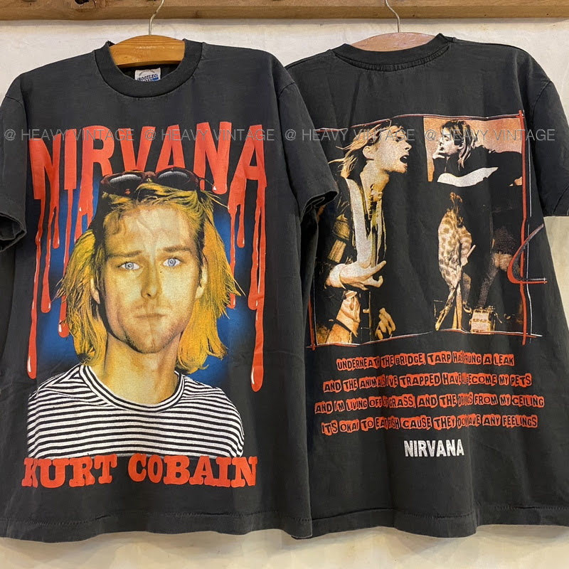 NIRVANA KURT COBAIN tag Bootleg แท้ เสื้อวินเทจ เสื้อทัวร์ วงร๊อค heavy vintage shirt