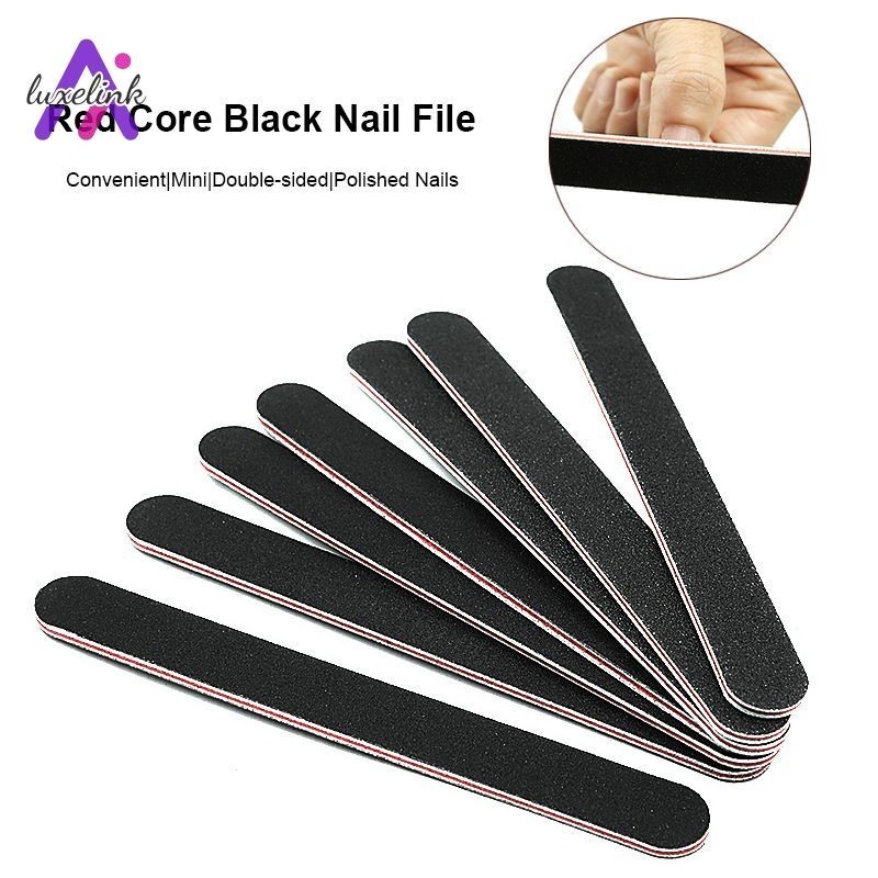 luxelinkRed Core Black Nail File Nail Art Tool Nail Double-side Polishing Strip