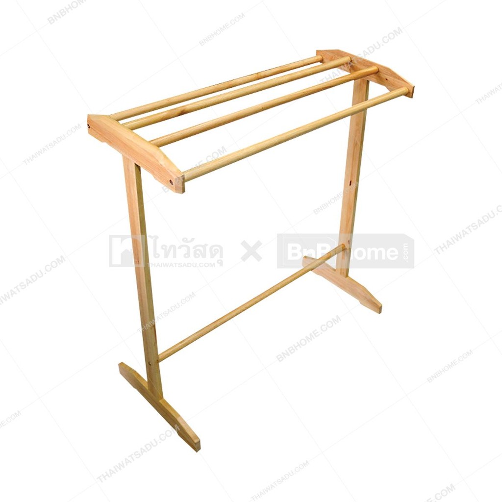 ราวแขวนตั้งพื้น 4 เส้น 0.8 ม. ยางพารา KASSA HOME ขนาด 35 x 90 x 80 ซม. สีธรรมชาติ