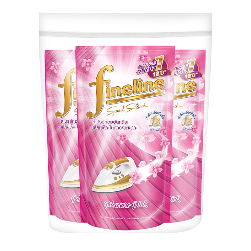 ไฟน์ไลน์ น้ำยาอัดกลีบ สีชมพู 500 มล. x 3 FINELINE Frabric Starch Pink 500 ml x 3