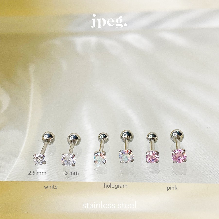 JPEG Tiny Pure Diamond Piercing (Stainless Steel) จิวหู พร้อมส่ง