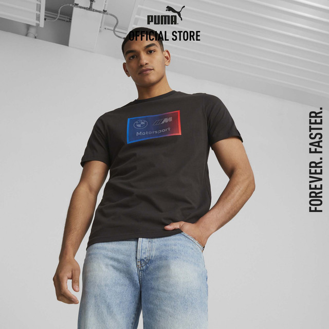 PUMA AUTO - เสื้อยืดผู้ชายโลโก้ BMW M Motorsport สีดำ 62129801