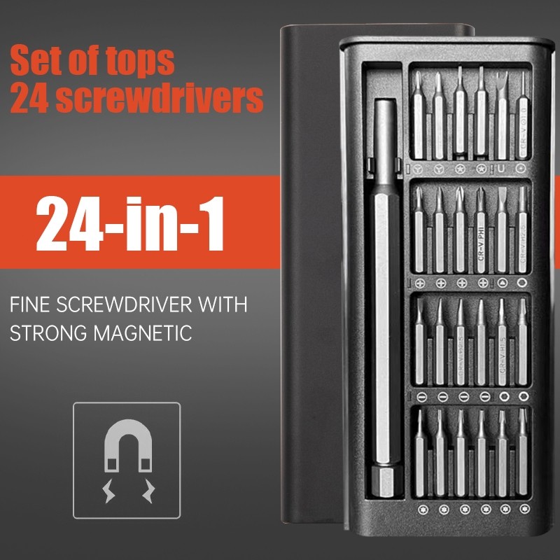 COD 24-in-1ชุดไขควงแม่เหล็ก วัสดุเหล็กอัลลอยด์, สําหรับซ่อมแซมโทรศัพท์มือถือ คอมพิวเตอร์ กล้องวิดีโอ แว่นตาและอื่น หัว