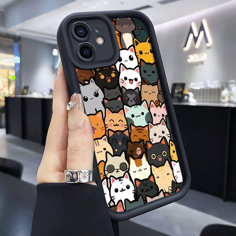 เคสสำหรับ iPhone 15 Pro Max 15 Plus 14 Pro Max 14 Plus 13 Pro Max 12 Pro Max 11 Pro Max เคสป้องกันโทรศัพท์รูปแมวน่ารัก