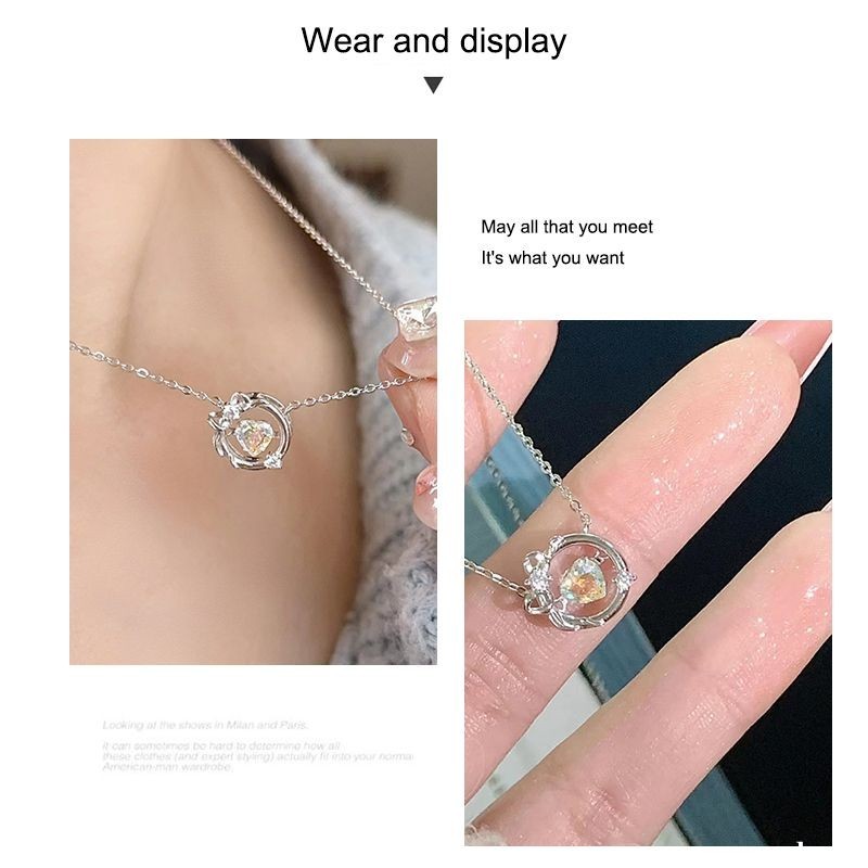 candypop Princess Style Magic Apple Necklace Female Niche High-end Neck Chain อเนกประสงค์ Collarbone Chain