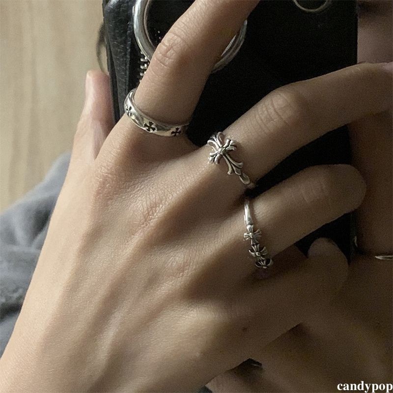 candypop Vintage Cross Ring Design Sense เปิดปากแหวนแฟชั่นบุคลิกภาพแหวน