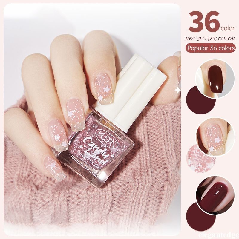 elegantedge Bake-free Quick Drying Nail Polish Tearable Water-based Nail Polish Nude Colored Nail Polish