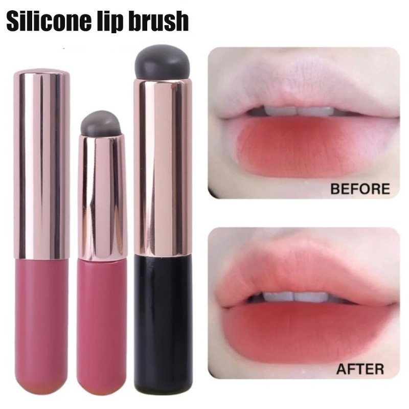 elegantedge หัวกลมซิลิโคนแปรงลิปแบบพกพาปลายนิ้วลิปสติกแปรง Traceless คอนซีลเลอร์แปรง