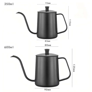 กาดริปกาแฟ สแตนเลส สีเงิน/สีดำ 250ml/350ml/600ml Stainless Pour-Over Coffee Drip Pot