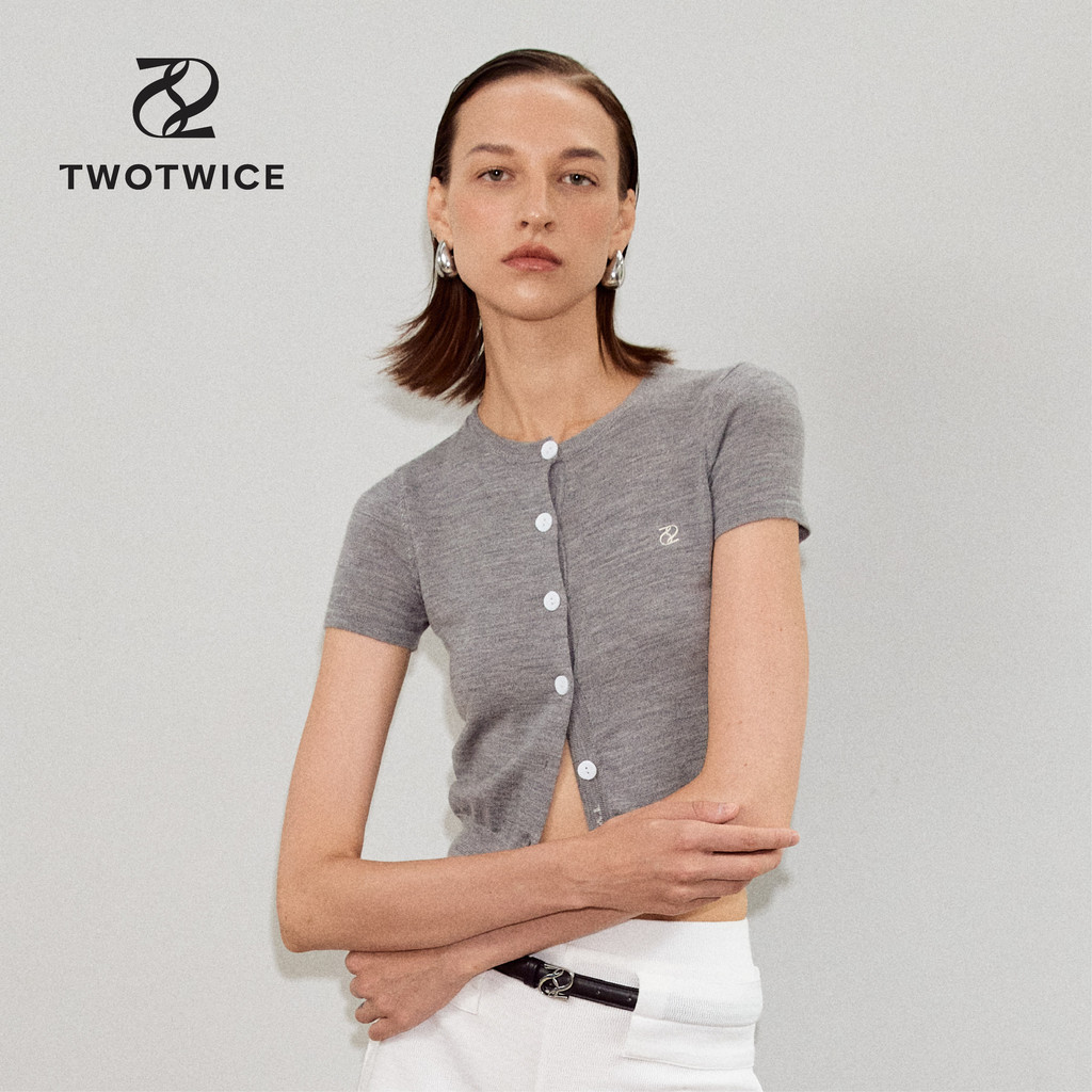 Twotwice - Poetry Short Sleeve Cardigan - เสื้อคาดิแกนผ้า wool แขนสั้น