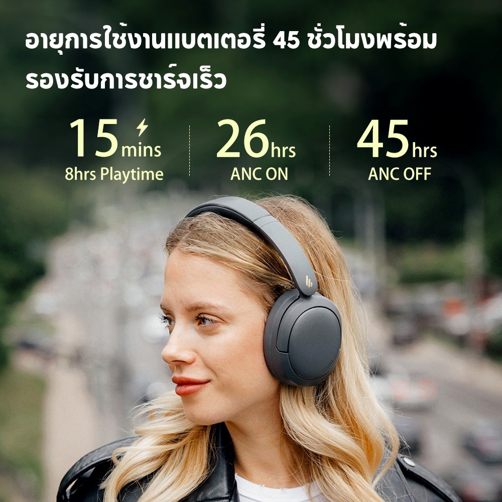 Edifier W800BT Pro หูฟังไร้สายบลูทูธ หูฟังแบบครอบหู หูฟังแบบครอบหูพร้อม ANC ไมโครโฟนในตัว การตัดเสียงรบกวนแบบแอคทีฟ