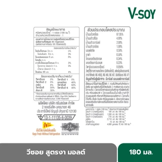 วีซอย นมถั่วเหลือง สูตรงามอลต์ 180 มล. X 36 กล่อง