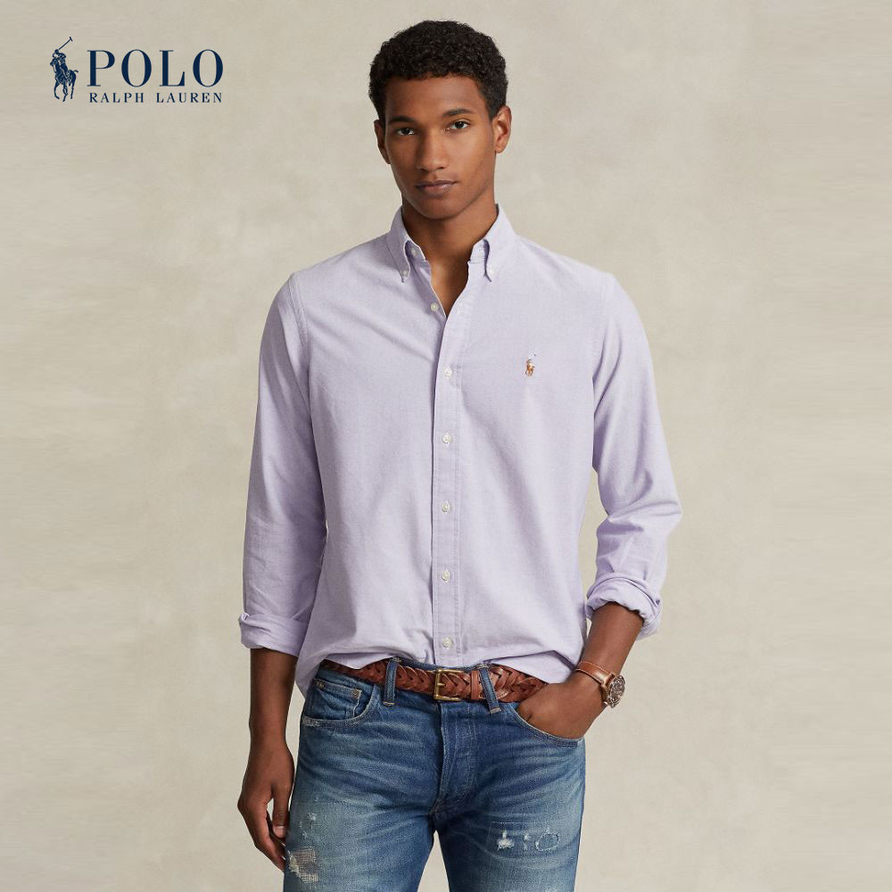 Polo Ralph Lauren เสื้อเชิ้ตผู้ชาย Custom Fit Oxford Shirt รุ่น MNPOWOV16821544 สีม่วง
