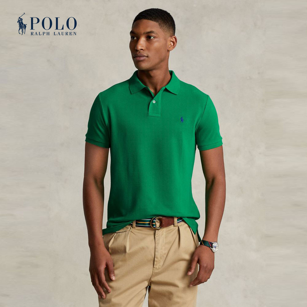 Polo Ralph Lauren POLO Custom Slim Fit Mesh Polo Shirt เสื้อโปโล รุ่น MNPOKNI1N820494 สี 300 GREEN