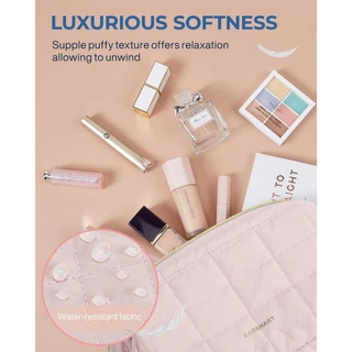 BAGSMART กระเป๋าเครื่องสําอางกระเป๋าเดินทางแต่งหน้า Puffy เบาะ Make Up กระเป๋าสําหรับผู้หญิงอุปกรณ์อาบน้ํา Organizer Case