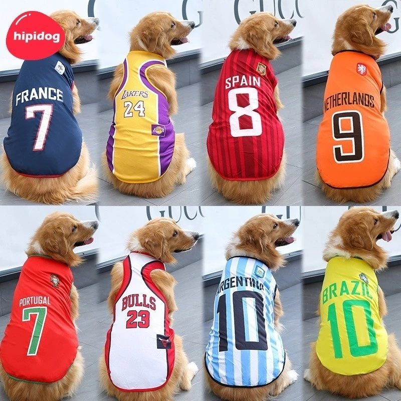 HipidogDog เสื้อกั๊กตาข่าย World Cup เสื้อผ้าสัตว์เลี้ยงทีมบาสเกตบอลเสื้อสุนัขกั๊กสัตว์เลี้ยงขนาดเล็กผ้าสุนัขใหญ่ XS-6XL