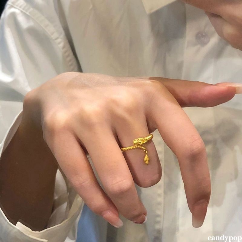 candypop แหวนมังกรทองหญิง Lucky Dragon แหวน Zodiac Dragon แหวนเปิด