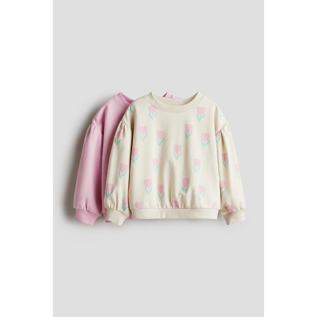 H&M เสื้อวอร์มแขนพองแพ็ค 2 ชิ้น Girls 2-pack puff-sleeved sweatshirts 1246616_2