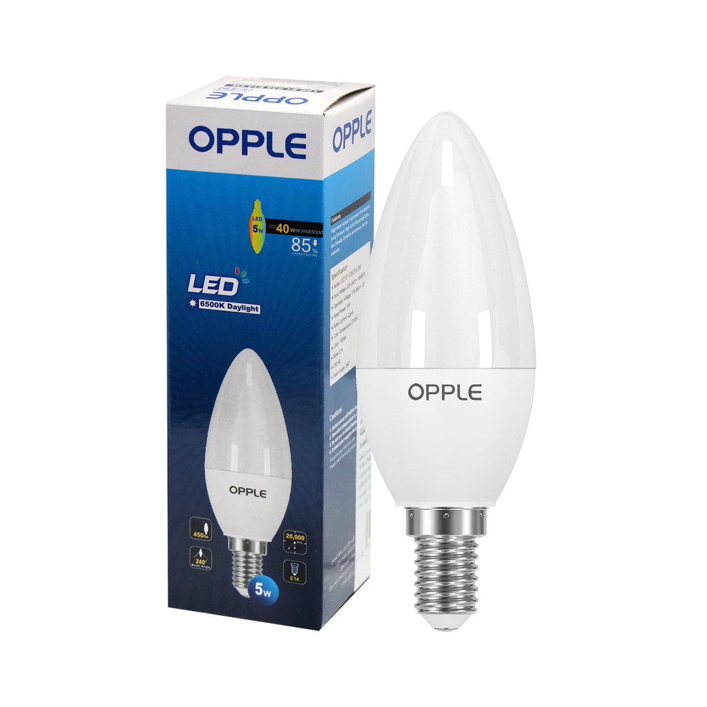 OPPLE หลอดไฟ LED E14 5W Daylight รุ่น E1C35-E14-5W-DLCT
