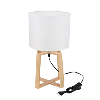 LUZINO โคมไฟตั้งโต๊ะไม้ E27x1  รุ่น 22T2/1T สีขาว - ไม้