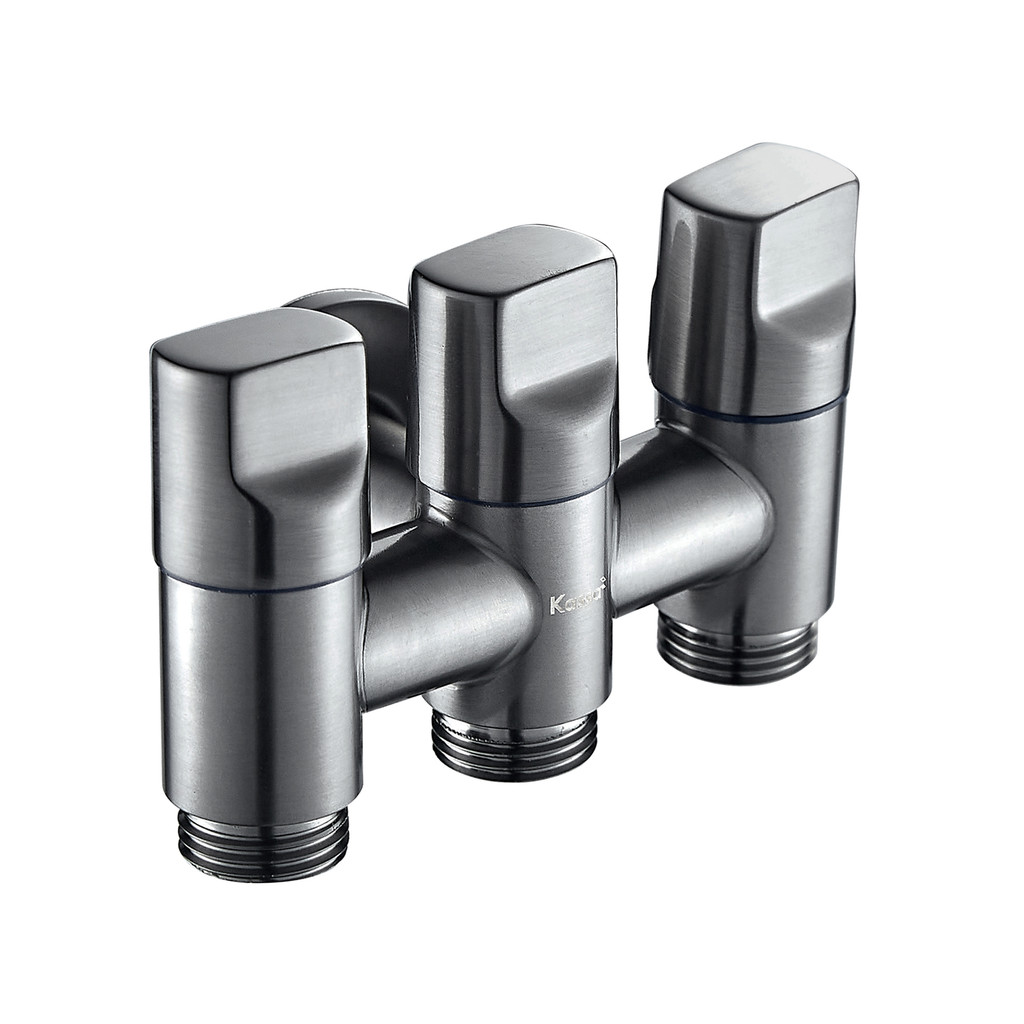 สต๊อปวาล์ว แบบ 3 ทางน้ำออก KASSA รุ่น KS-2348 สีกันเมทัล