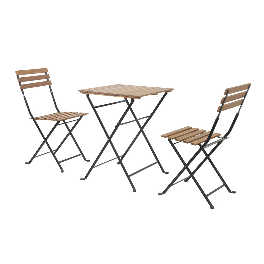 FONTE ชุดโต๊ะเก้าอี้สนามไม้อะคาเซีย รุ่น DT-SET211 (ชุด 3 ชิ้น) สีไม้ธรรมชาติ