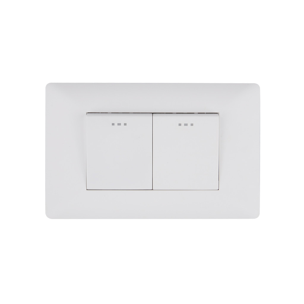 LUZINO ชุดสวิตช์ทางเดียว 2 ช่อง รุ่น MLS79-S153-PC สีขาว