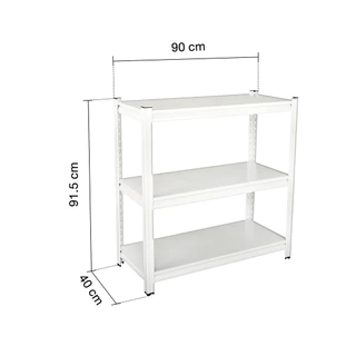 KASSA HOME ชั้นวางของอเนกประสงค์พื้นเหล็ก 3 ชั้น Rocco รุ่น MTR-30WH ขนาด 90 x 40 x 91.5 ซม. สีขาว