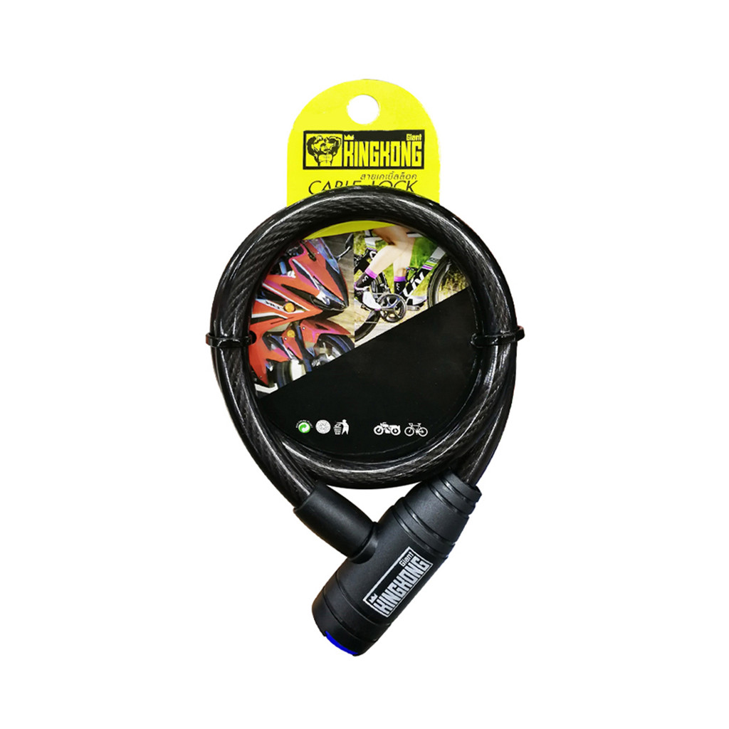 GIANT KINGKONG สายล็อกสลิงแบบกุญแจเหล็ก รุ่น TY407-1 ขนาด 12 x 650 มม. สีดำ