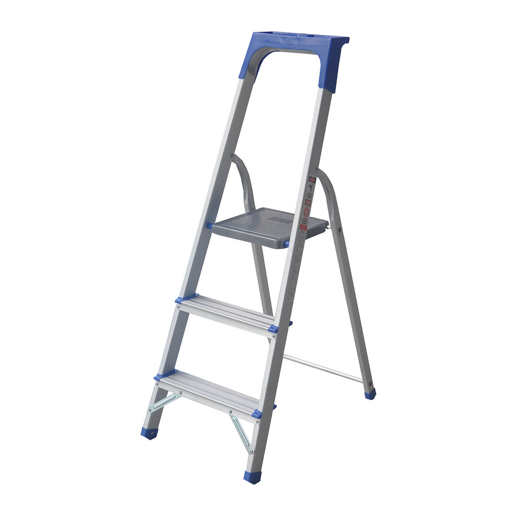 GIANT KINGKONG PRO บันไดอะลูมิเนียมพร้อมถาดแบบมีด้ามจับ รุ่น LJG303DT2 ขนาด 3 ขั้น สีเงิน