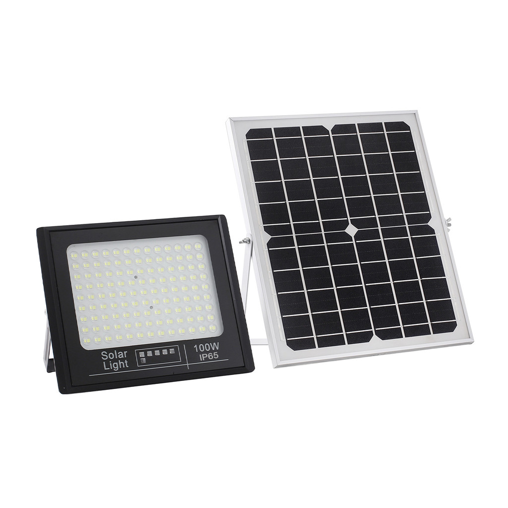 LUZINO โคมฟลัดไลท์โซลาร์เซลล์ LED 100W DL รุ่น SP-TP0301-100W ขนาด 26 x 22 x 6.8 ซม. สีดำ
