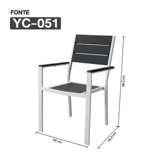 FONTE เก้าอี้สนามพร้อมที่วางแขน HDPE รุ่น YC-051 สีเทา - ขาว